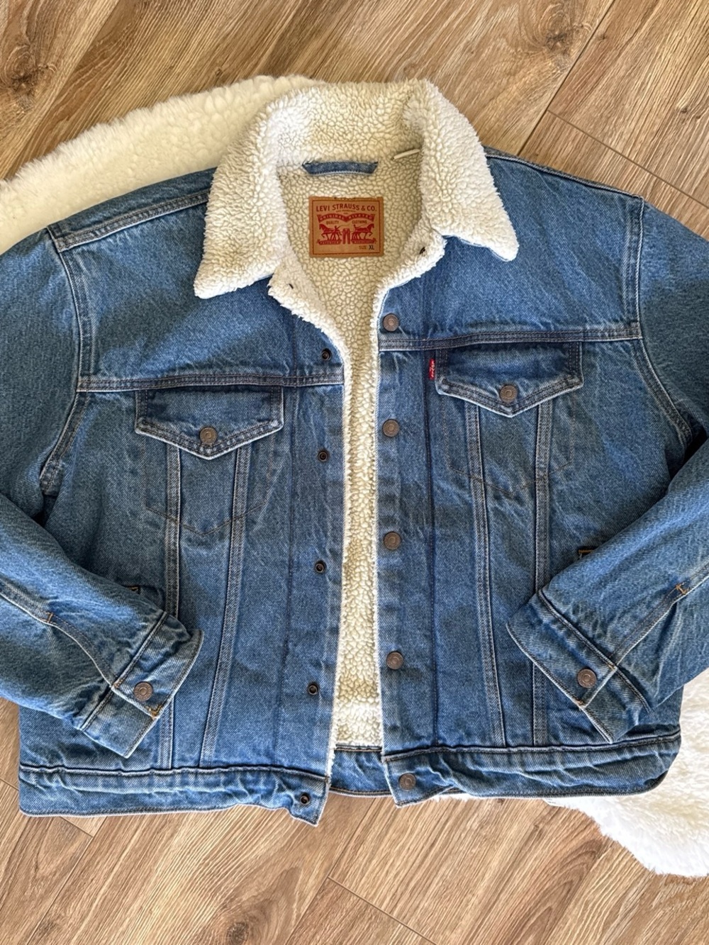 Levi's Blue Denim Jacket with Cream Sherpa Lining